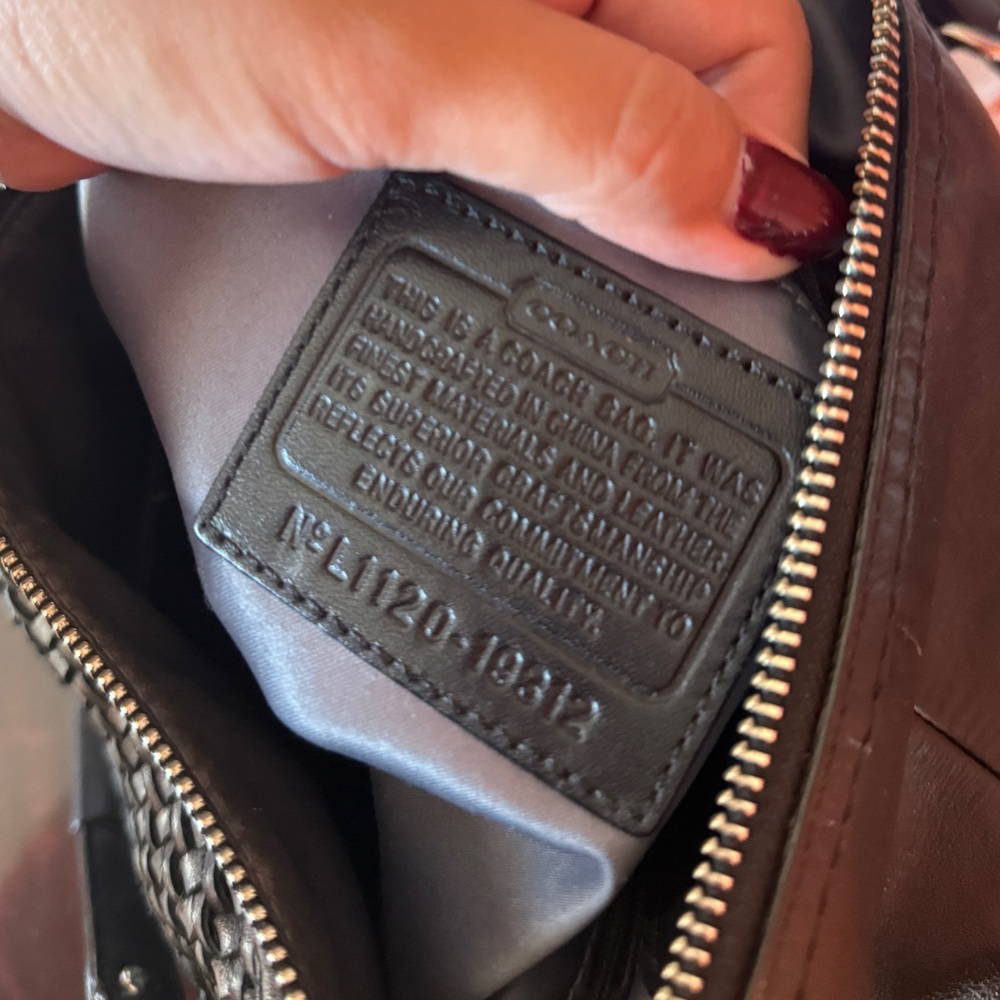 Coach Kristin Black Woven Leather Satchel Bag 2010s Silver Hardware 19312 - Picture 7 of 7